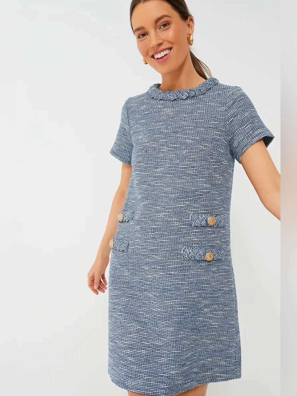 Tuckernuck Heathered Blue Tweed Jackie Dress Medium